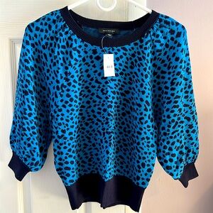 Ann Taylor Leopard Print Raglan Sleeve Sweater XS